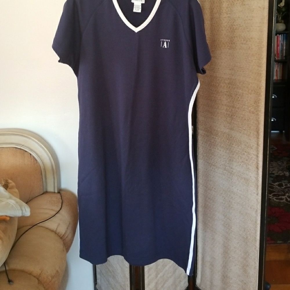 Navy blue and white stripe sport dress (used)